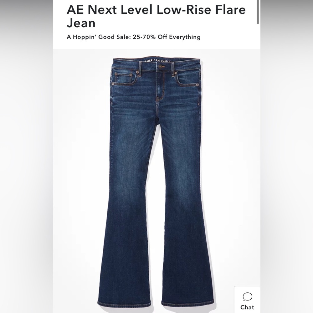 AE Next Level Stretch Low-Rise Flare Jean Size 6 Short